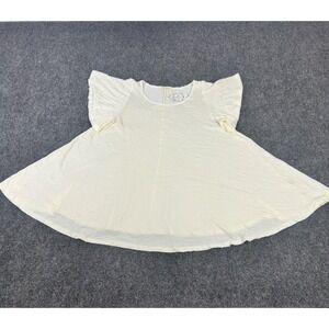 Corner Clothing Ivory Flutter Sleeve Tunic Top Cream Flowy A-Line Small